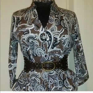 🎈🎈🎈Coldwater Creek Brown Paisley Blouse